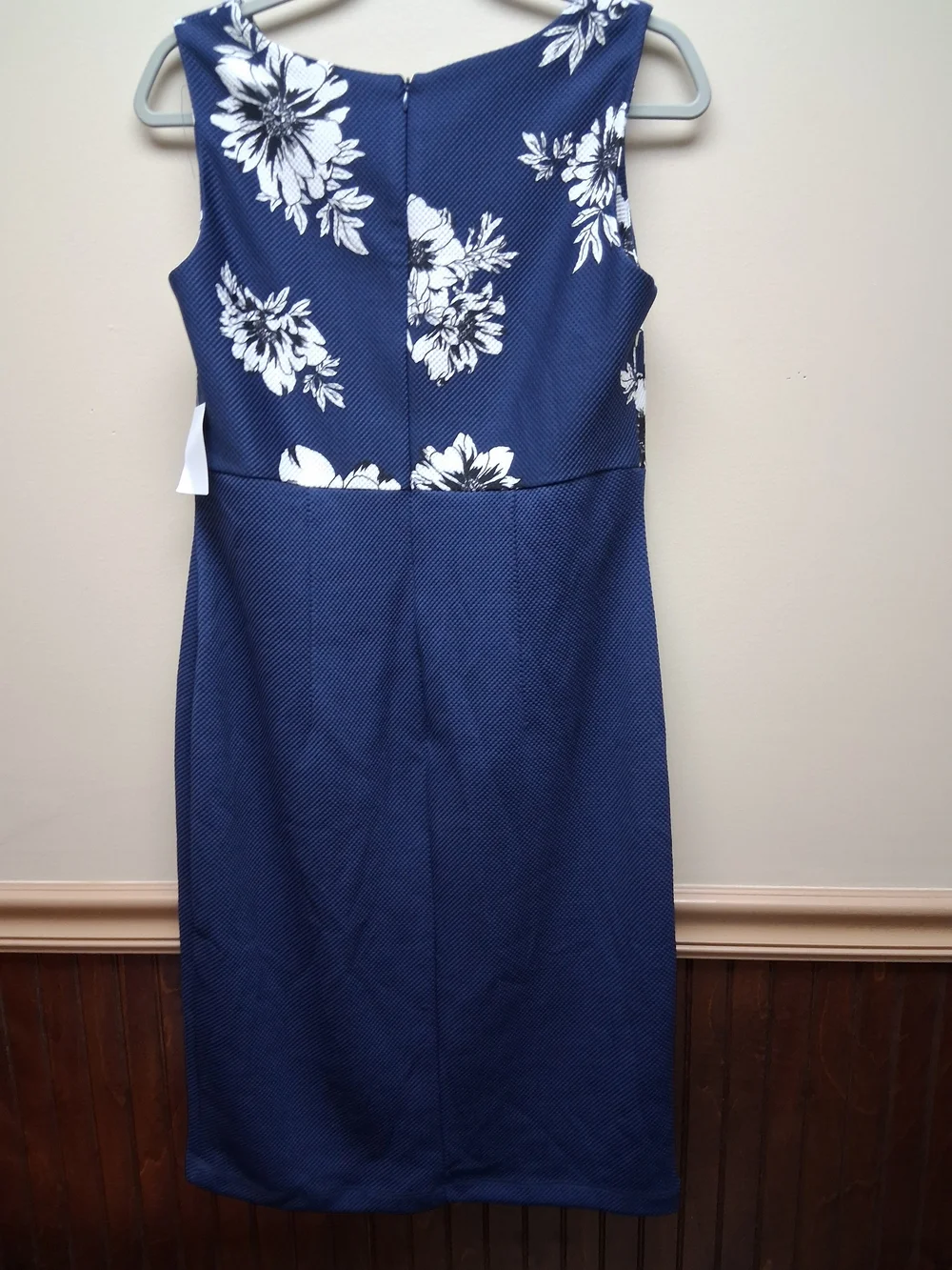 Danny & Nicole Navy Blue Floral Cropped Jacket & Sheath Dress Set Size 10 NWT